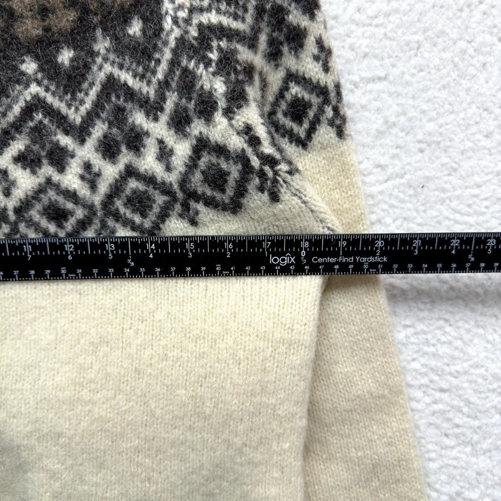 80s 90s Vintage Woolrich Wool Sweater M Medium Womens Ivory Nordic Fair Isle - Picture 4 of 6